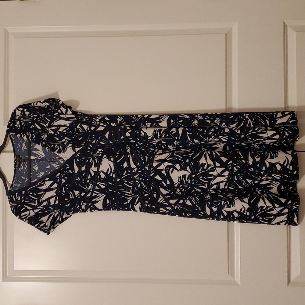 Black and White Faux Wrap Dress
